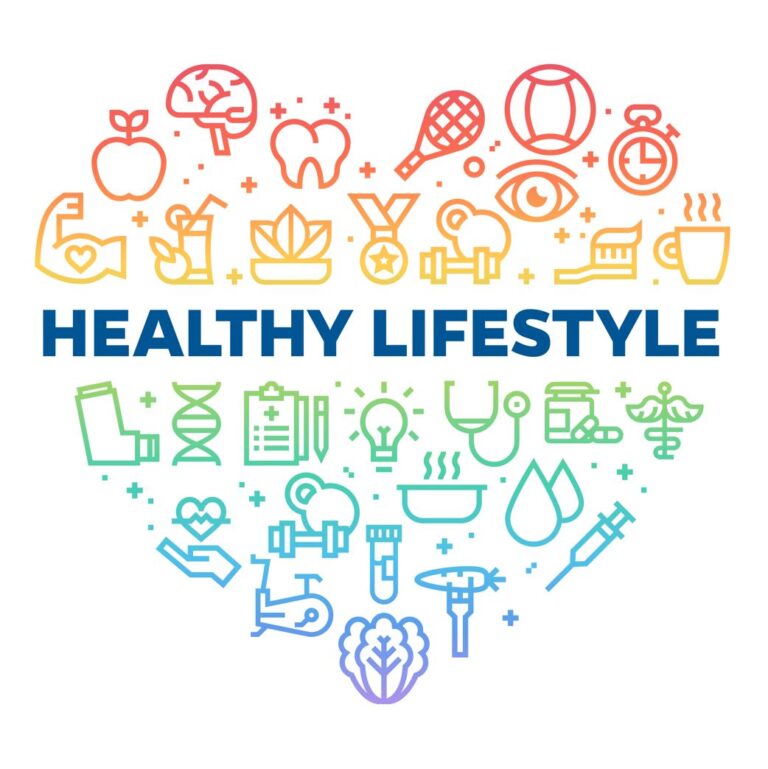 Infographic titled "How to Stay Healthy" with tips for maintaining a balanced lifestyle through diet and exercise.